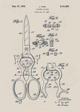 Kitchen Scissors Patent Drawing