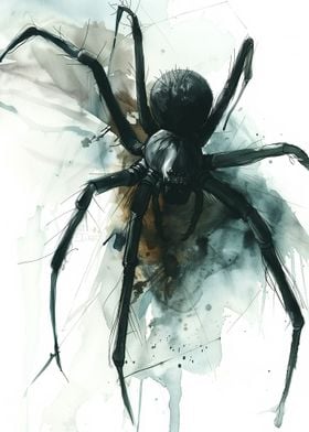 Watercolor Spider Illustration