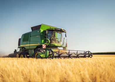 John Deere Harvester in Barley