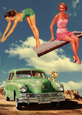 Vintage Collage with Swimmers