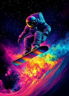 Astronaut Snowboarding