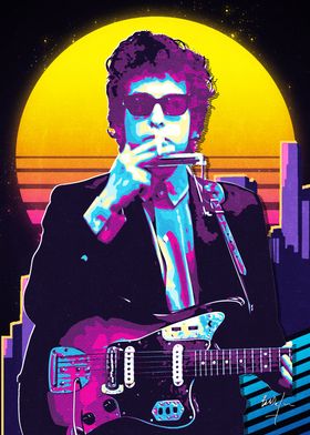 Bob Dylan 80s Retro Poster