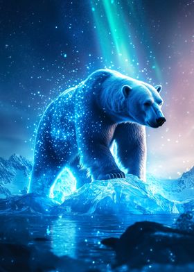 Polar Bear in Aurora Borealis