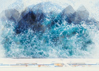 Ocean Waves Watercolor