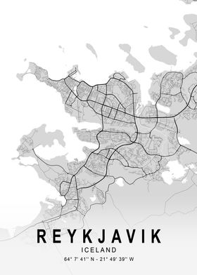 Reykjavik Light City Map