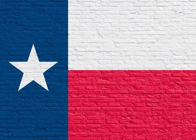 Flag of Texas on a Brick Wall