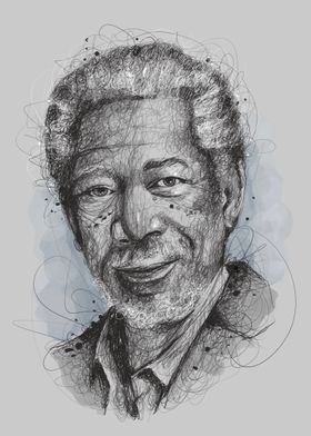 Morgan Freeman Line Art Portrait