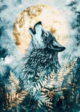 Wolf Howling at Moon