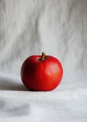 Red Apple on White Fabric