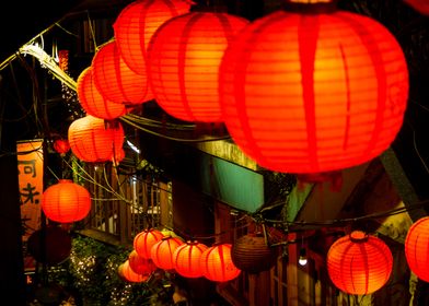 Red Lanterns in Alleyway