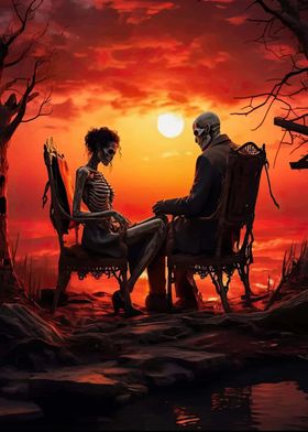 Skeletal Couple Sunset