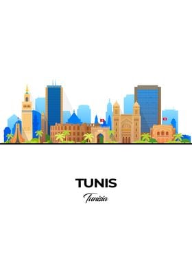 Tunis Skyline Illustration