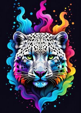 Snow Leopard in Color Burst