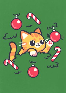 Cat on Christmas Tree