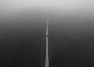 Lonely Road in Fog