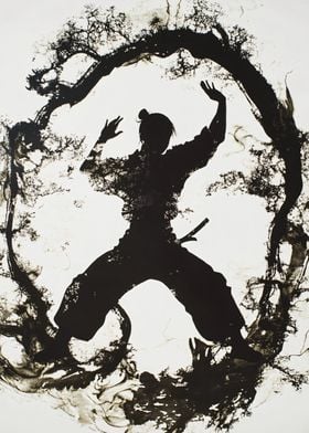 Silhouette of martial art