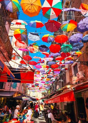 Colorful Umbrellas at Catania Market, Sicily