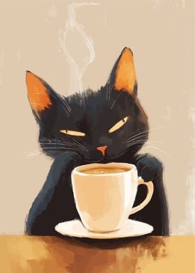 Cat with Coffee