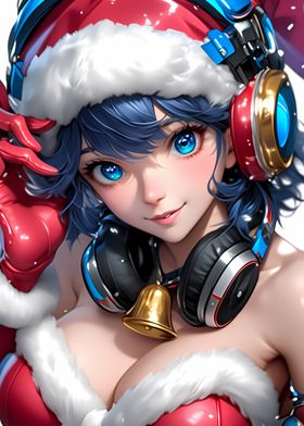 Anime Girl in Santa Outfit Christmas