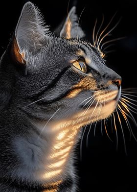 Abyssinian Cat Portrait with Golden Light