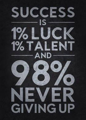 Success is 98% Never Giving Up