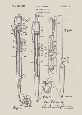 Anti-gravity pen Patent Drawing