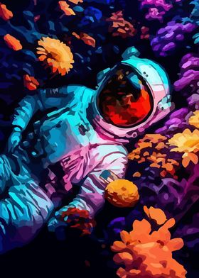 Astronaut in Flower Field