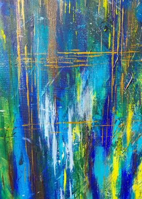 Abstract Blue and Gold Painting