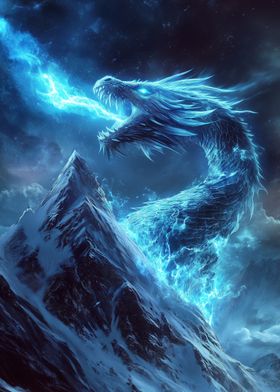 Blue dragon on mountain