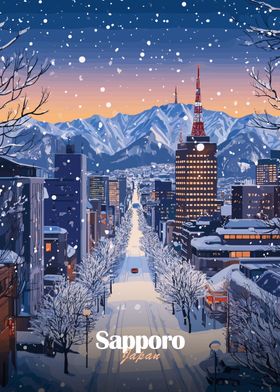 Snowy Sapporo Cityscape