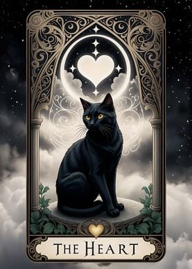 Black Cat Tarot Card The Heart