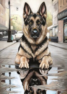 German Shepherd Reflection