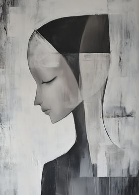 Woman in Black and White, abstract art