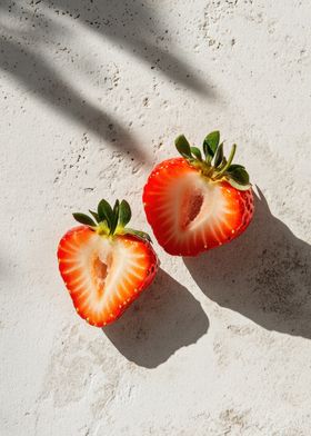 Two Halved Strawberries