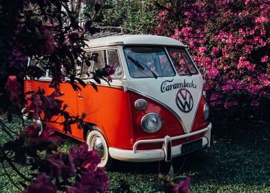 Vintage Bus with Flowers