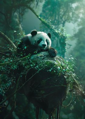 Panda in Lush Forest