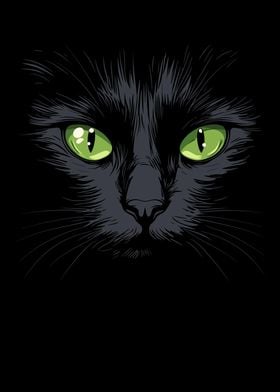 Black Cat with Green Eyes