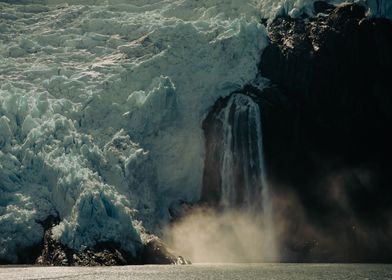 Glacier Waterfall In Blackstone Bay