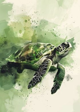 Green Sea Turtle Watercolor