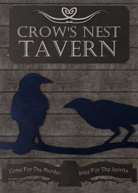 "Crow's Nest Tavern" 3D Rendered Crow Bar Shop Sign