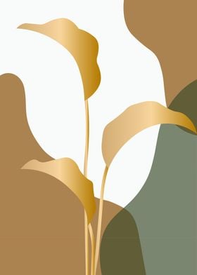 Golden Leaves Abstract Art