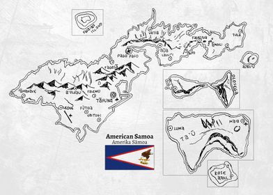 Handdrawn American Samoa Map