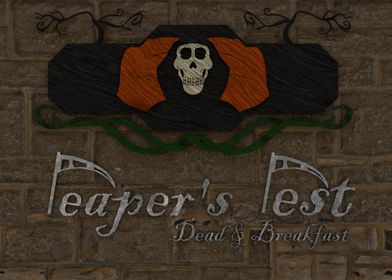 "Reaper's Rest: Dead and Breakfast" 3D Rendered B&amp;B Inn Hotel Sign