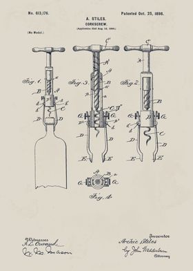 Corkscrew Patent Illustration