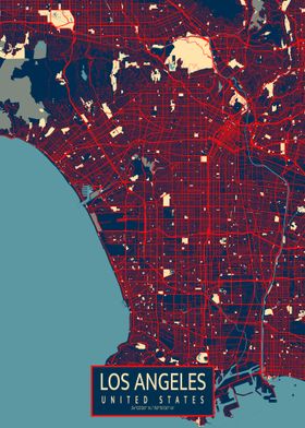 Los Angeles City Map California USA Hope