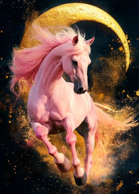 Pink Horse and Golden Moon