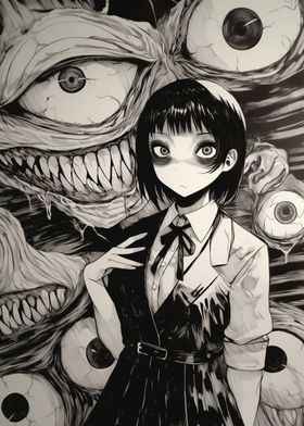 Anime Girl with Monster