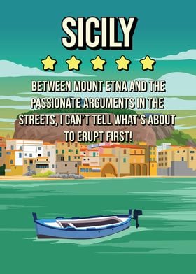 Sicily Funny Review Travel Poster