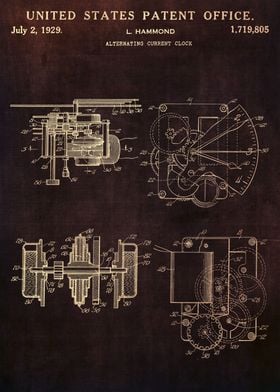 Vintage Alternating current Clock Patent From 1929