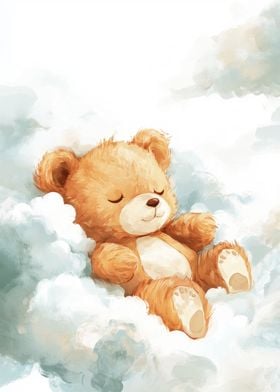 Sleeping Teddy Bear on Clouds